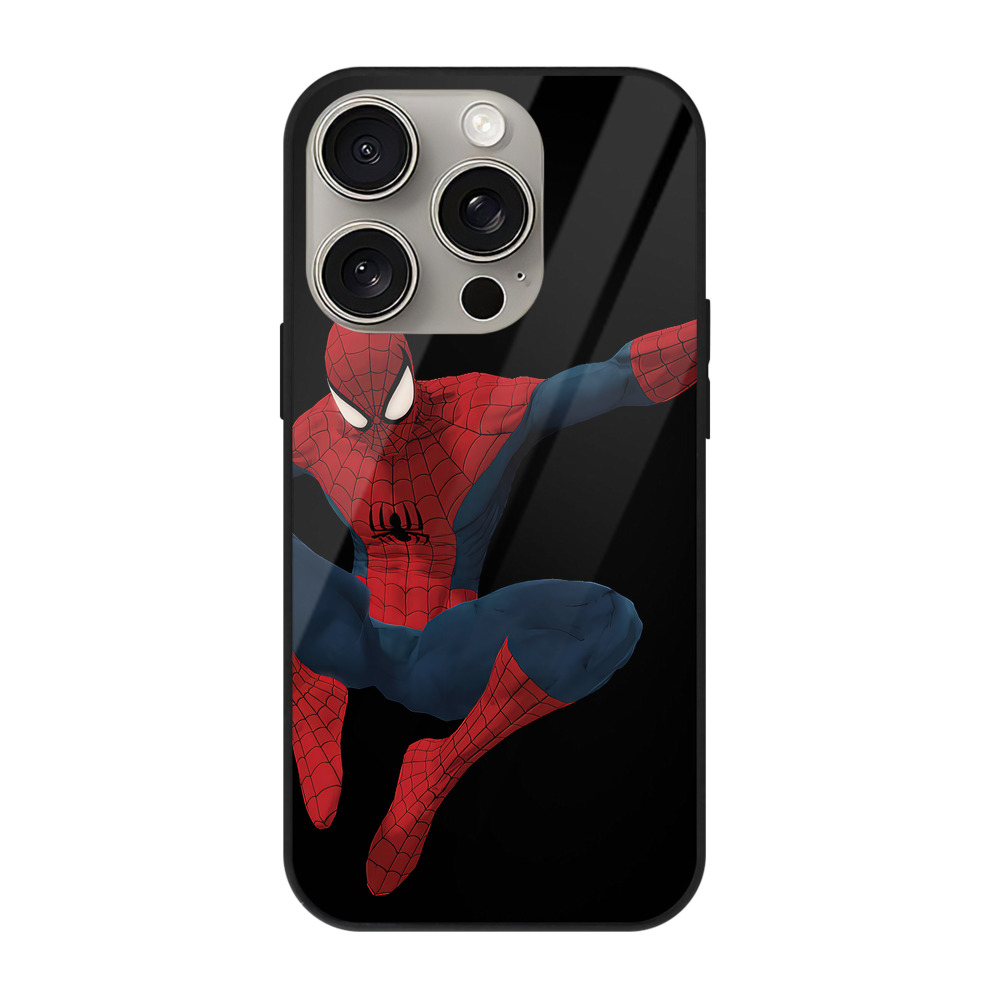 （画像用） Spider Man スパイダーマン 【iPhone15Pro対応】スマホケース 耐衝撃＆黄変防止 背面ガラス