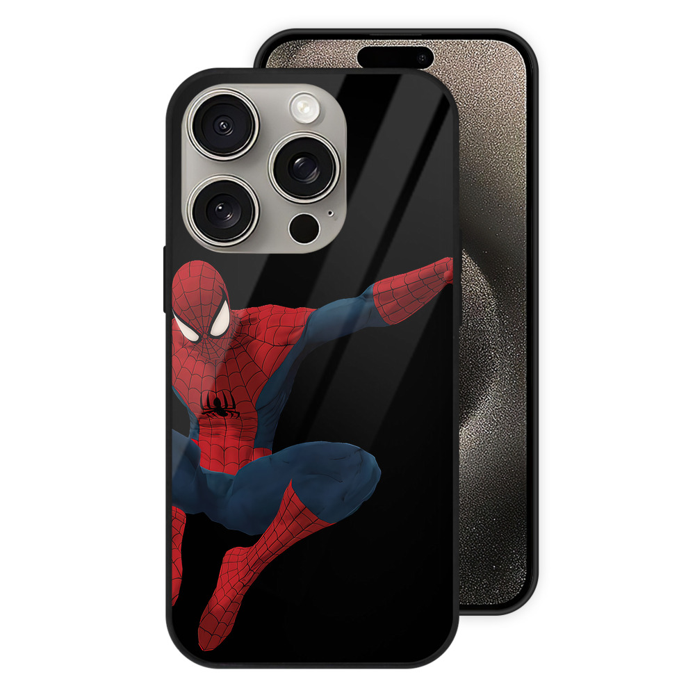 （画像用） Spider Man スパイダーマン 【iPhone15Pro対応】スマホケース 耐衝撃＆黄変防止 背面ガラス