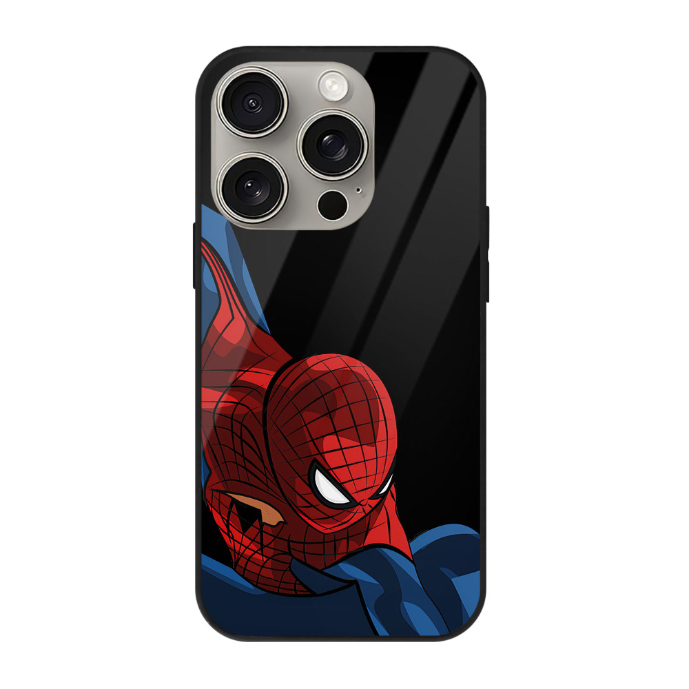 Spider Man スパイダーマン 【iPhone15Pro対応】スマホケース 耐衝撃＆黄変防止 背面ガラス