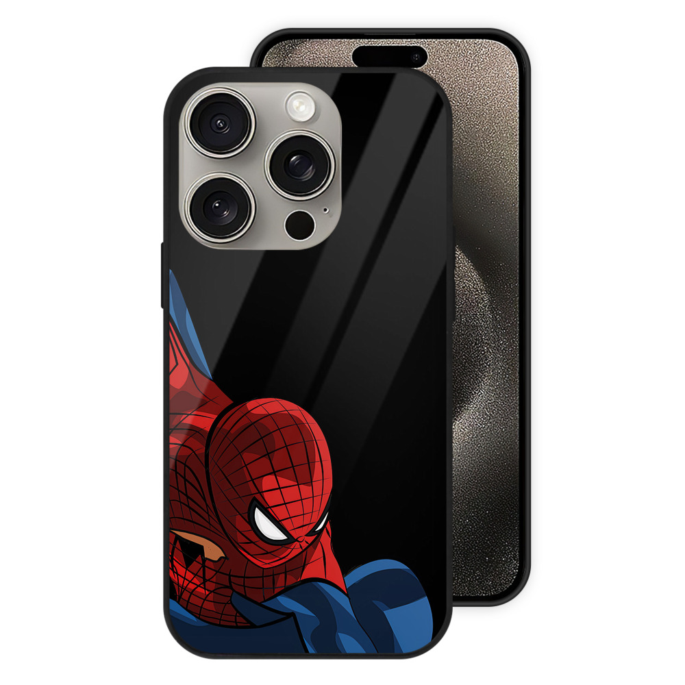Spider Man スパイダーマン 【iPhone15Pro対応】スマホケース 耐衝撃＆黄変防止 背面ガラス