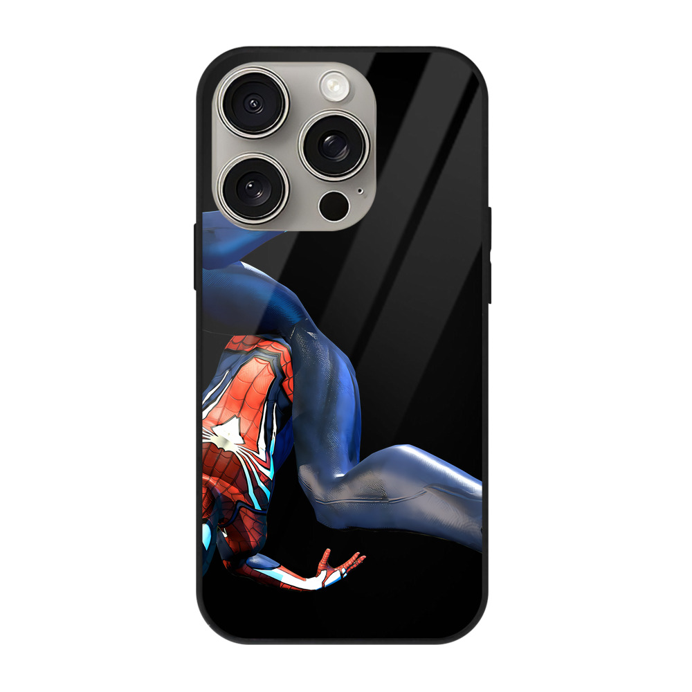 Spider Man スパイダーマン 【iPhone15Pro対応】スマホケース 耐衝撃＆黄変防止 背面ガラス