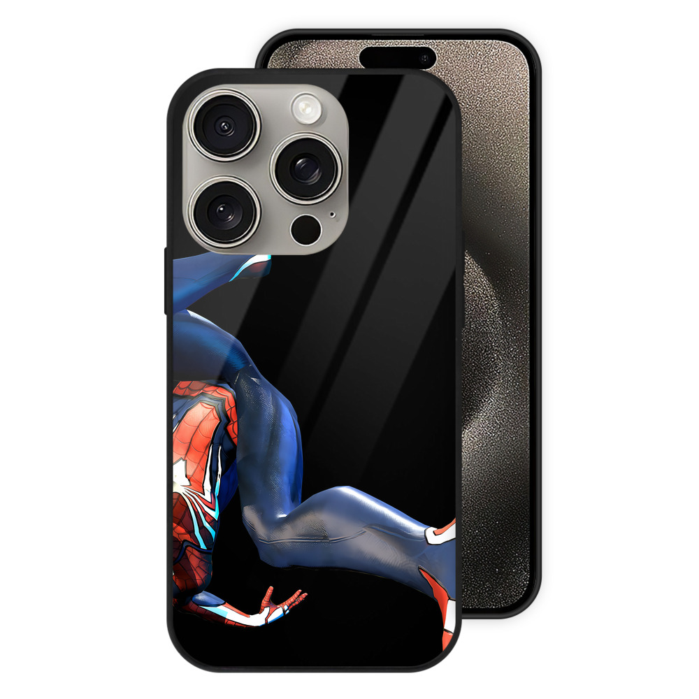 Spider Man スパイダーマン 【iPhone15Pro対応】スマホケース 耐衝撃＆黄変防止 背面ガラス