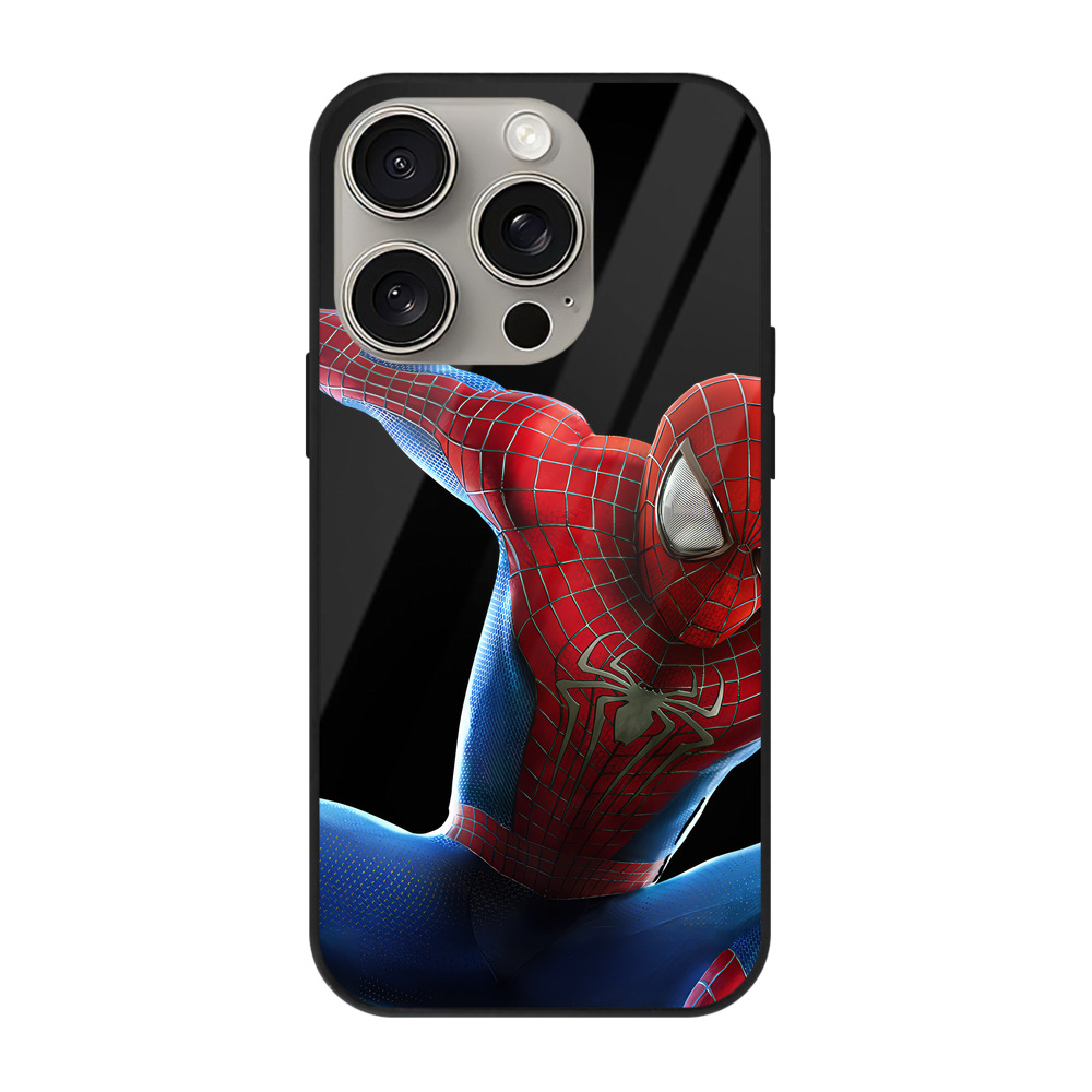 （画像用） Spider Man スパイダーマン 【iPhone15Pro対応】スマホケース 耐衝撃＆黄変防止 背面ガラス