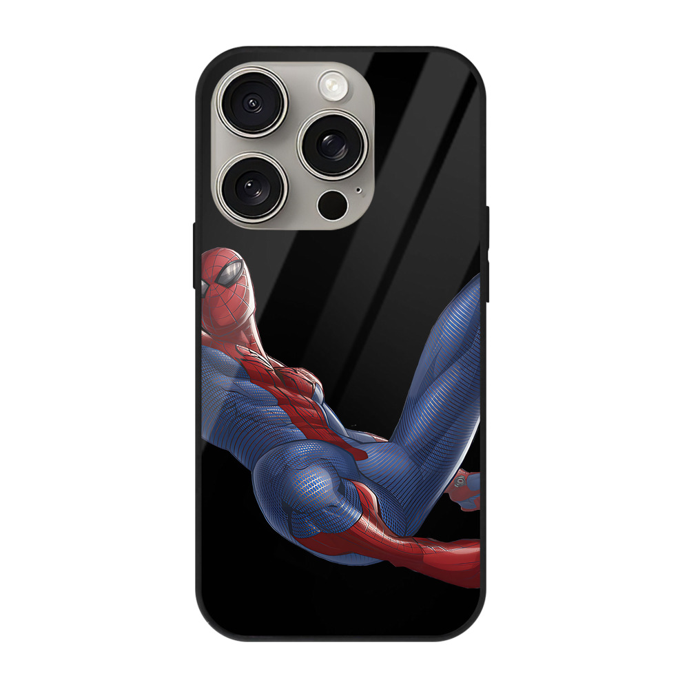 （画像用） Spider Man スパイダーマン 【iPhone15Pro対応】スマホケース 耐衝撃＆黄変防止 背面ガラス