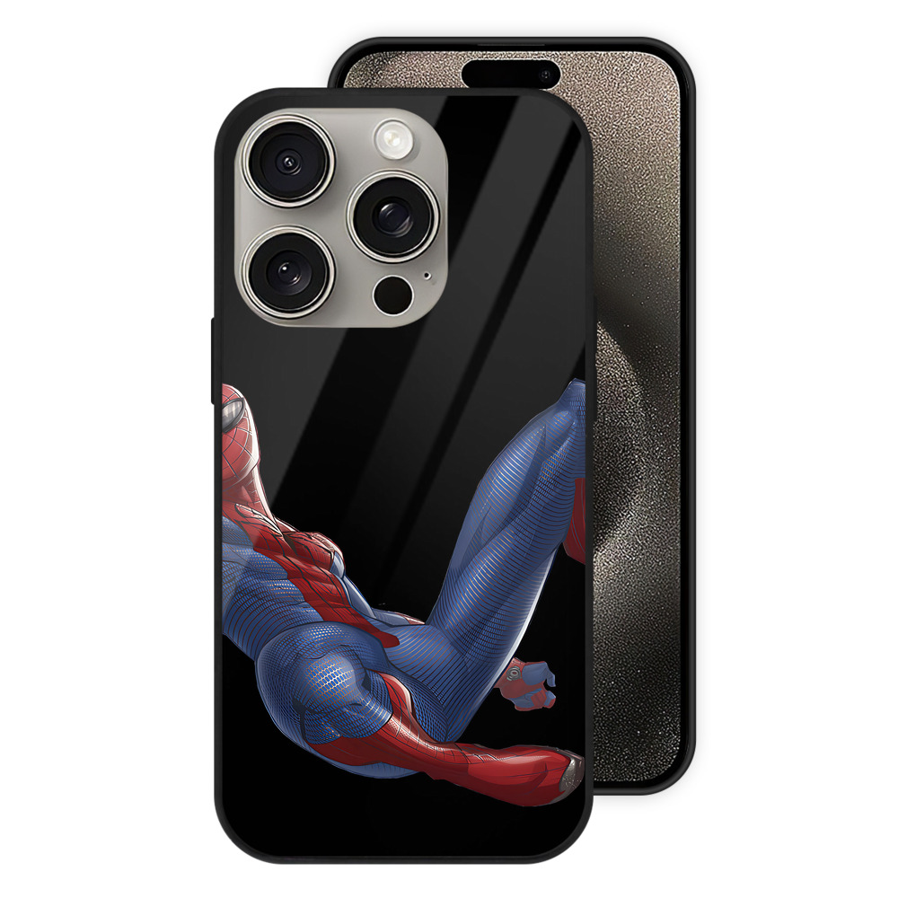 （画像用） Spider Man スパイダーマン 【iPhone15Pro対応】スマホケース 耐衝撃＆黄変防止 背面ガラス