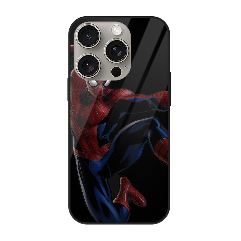 Spider Man スパイダーマン 【iPhone15Pro対応】スマホケース 耐衝撃＆黄変防止 背面ガラス