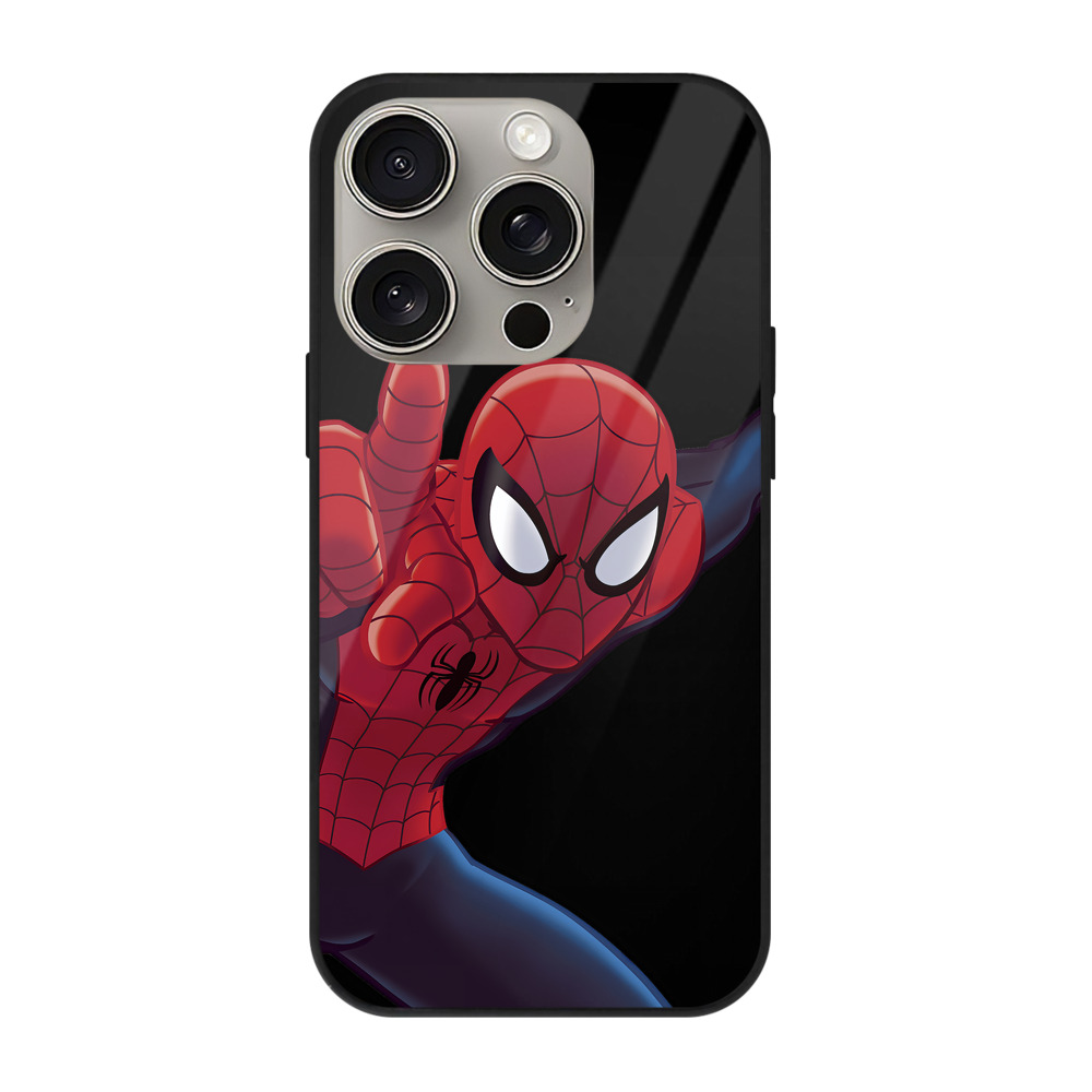Spider Man スパイダーマン 【iPhone15Pro対応】スマホケース 耐衝撃＆黄変防止 背面ガラス