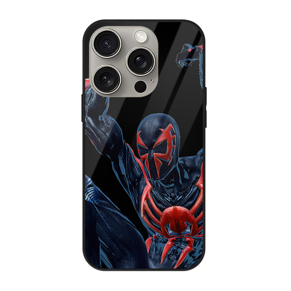 （画像用） Spider Man スパイダーマン 【iPhone15Pro対応】スマホケース 耐衝撃＆黄変防止 背面ガラス
