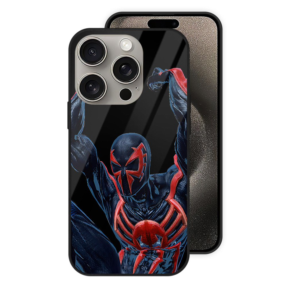 （画像用） Spider Man スパイダーマン 【iPhone15Pro対応】スマホケース 耐衝撃＆黄変防止 背面ガラス