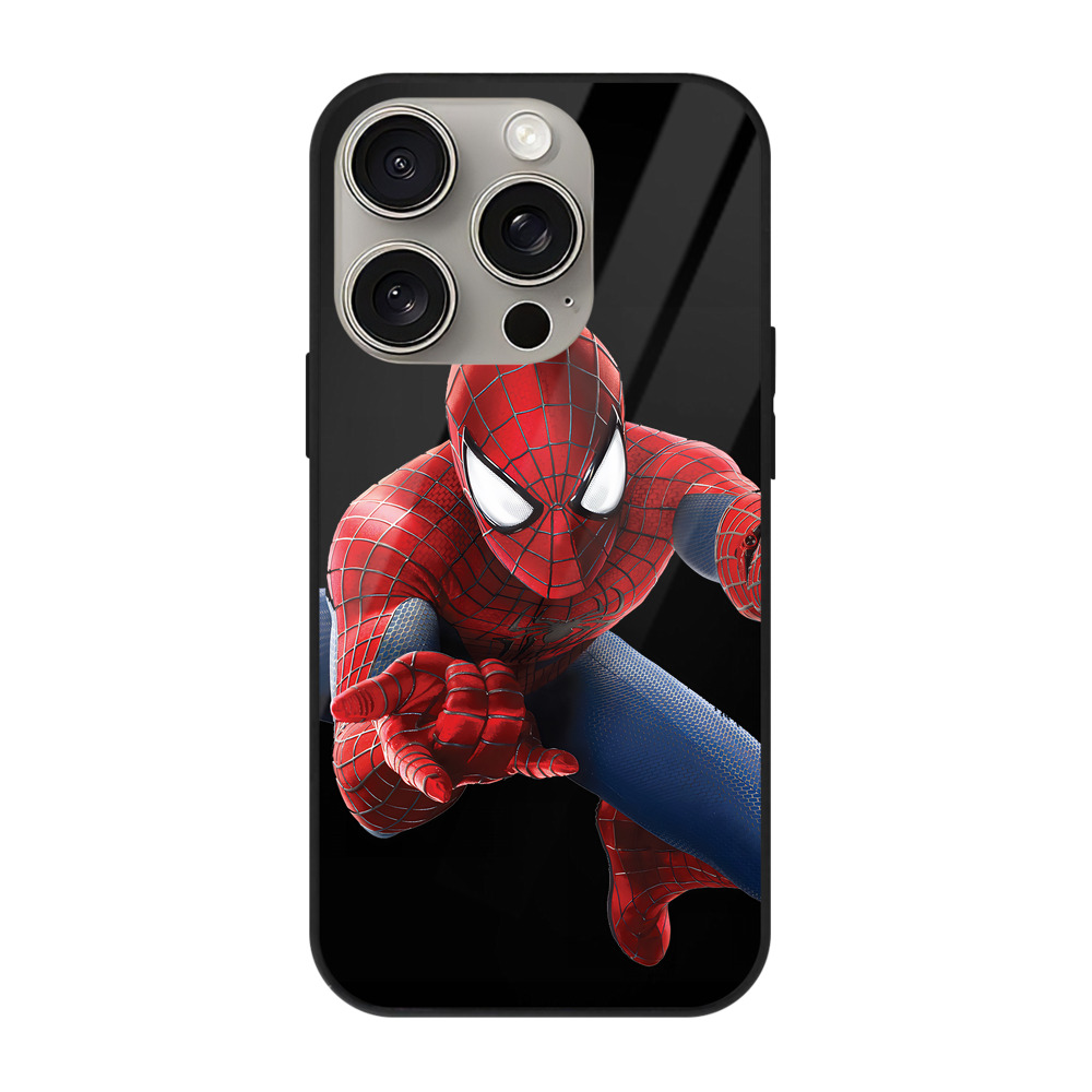 （画像用） Spider Man スパイダーマン 【iPhone15Pro対応】スマホケース 耐衝撃＆黄変防止 背面ガラス