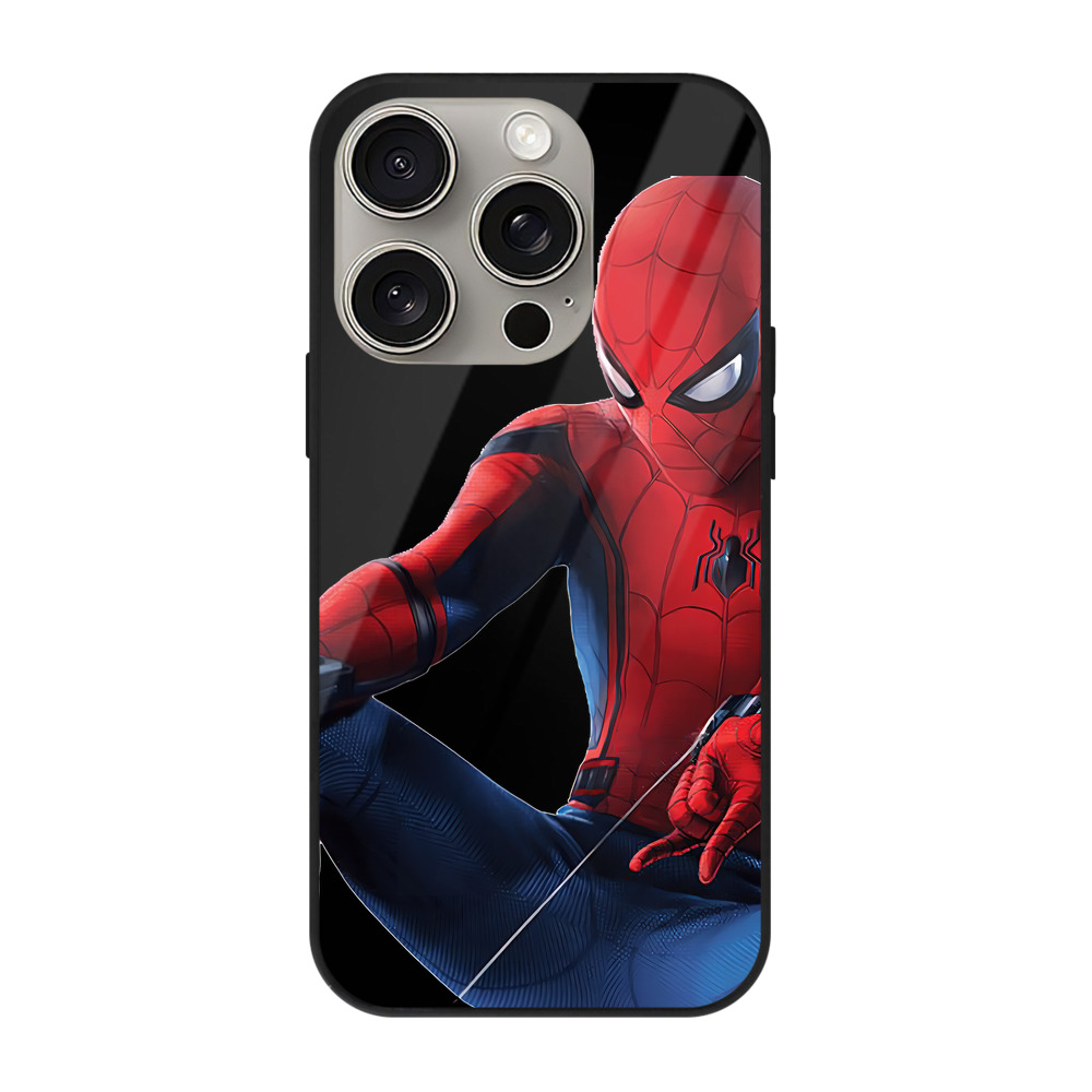 （画像用） Spider Man スパイダーマン 【iPhone15Pro対応】スマホケース 耐衝撃＆黄変防止 背面ガラス