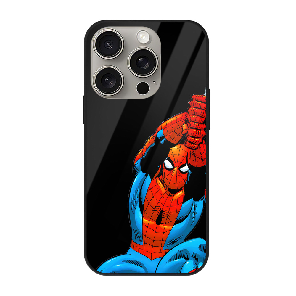 Spider Man スパイダーマン 【iPhone15Pro対応】スマホケース 耐衝撃＆黄変防止 背面ガラス