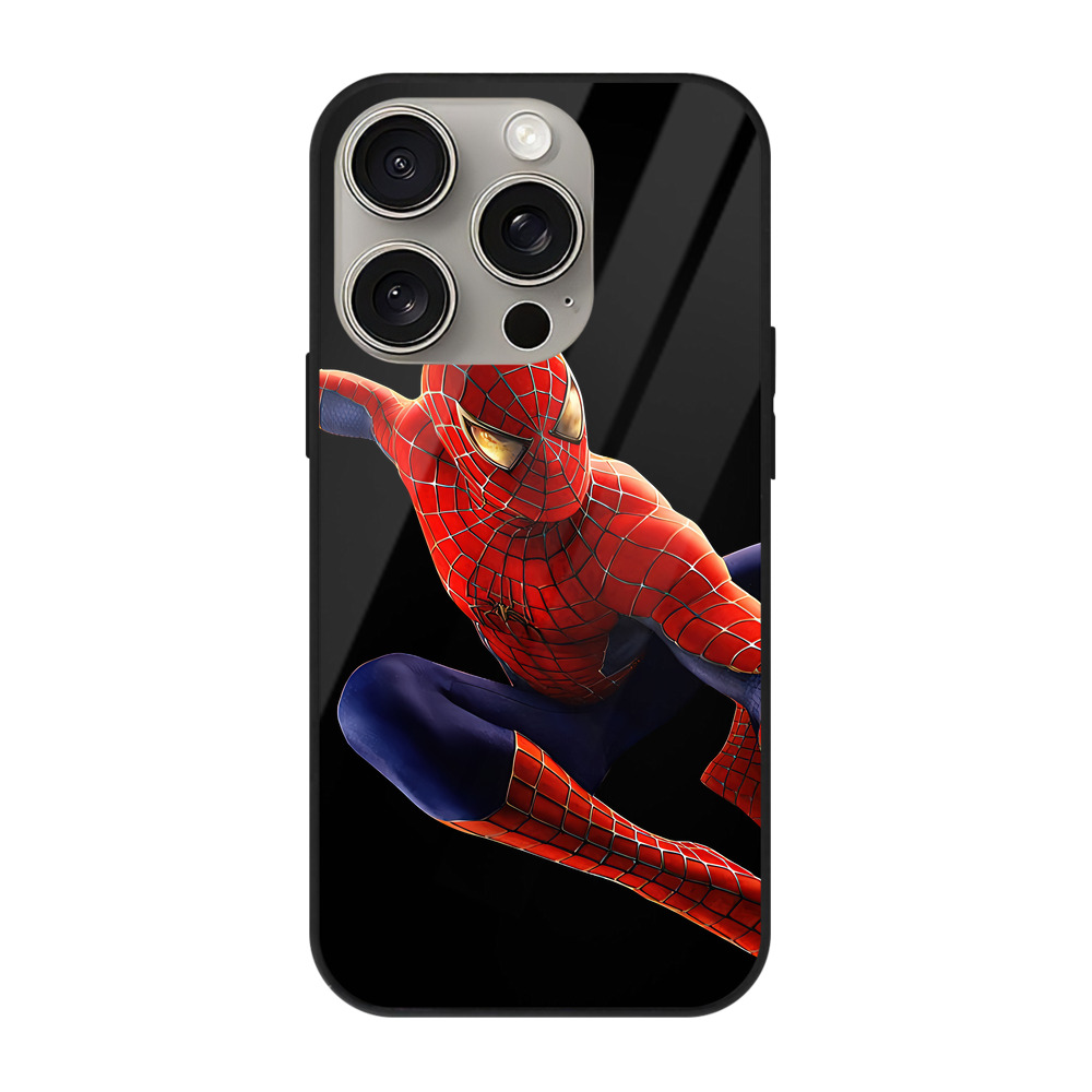 （画像用） Spider Man スパイダーマン 【iPhone15Pro対応】スマホケース 耐衝撃＆黄変防止 背面ガラス