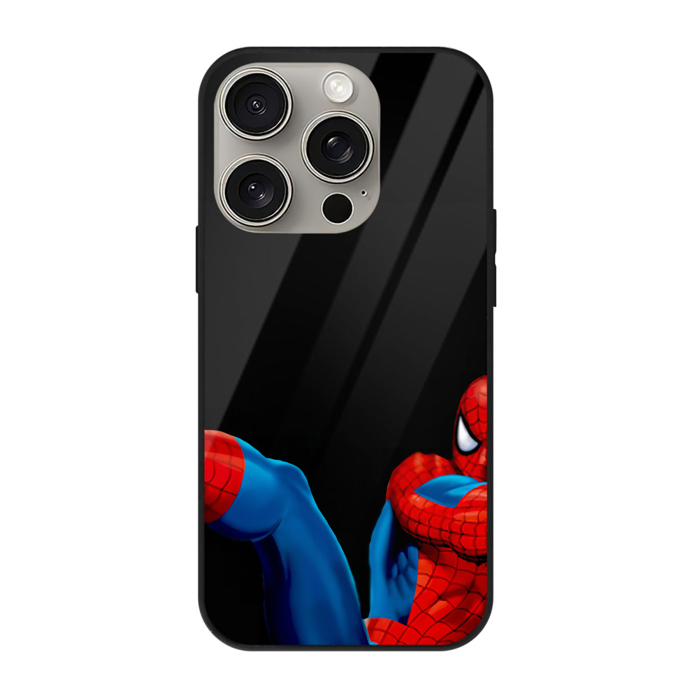 Spider Man スパイダーマン 【iPhone15Pro対応】スマホケース 耐衝撃＆黄変防止 背面ガラス