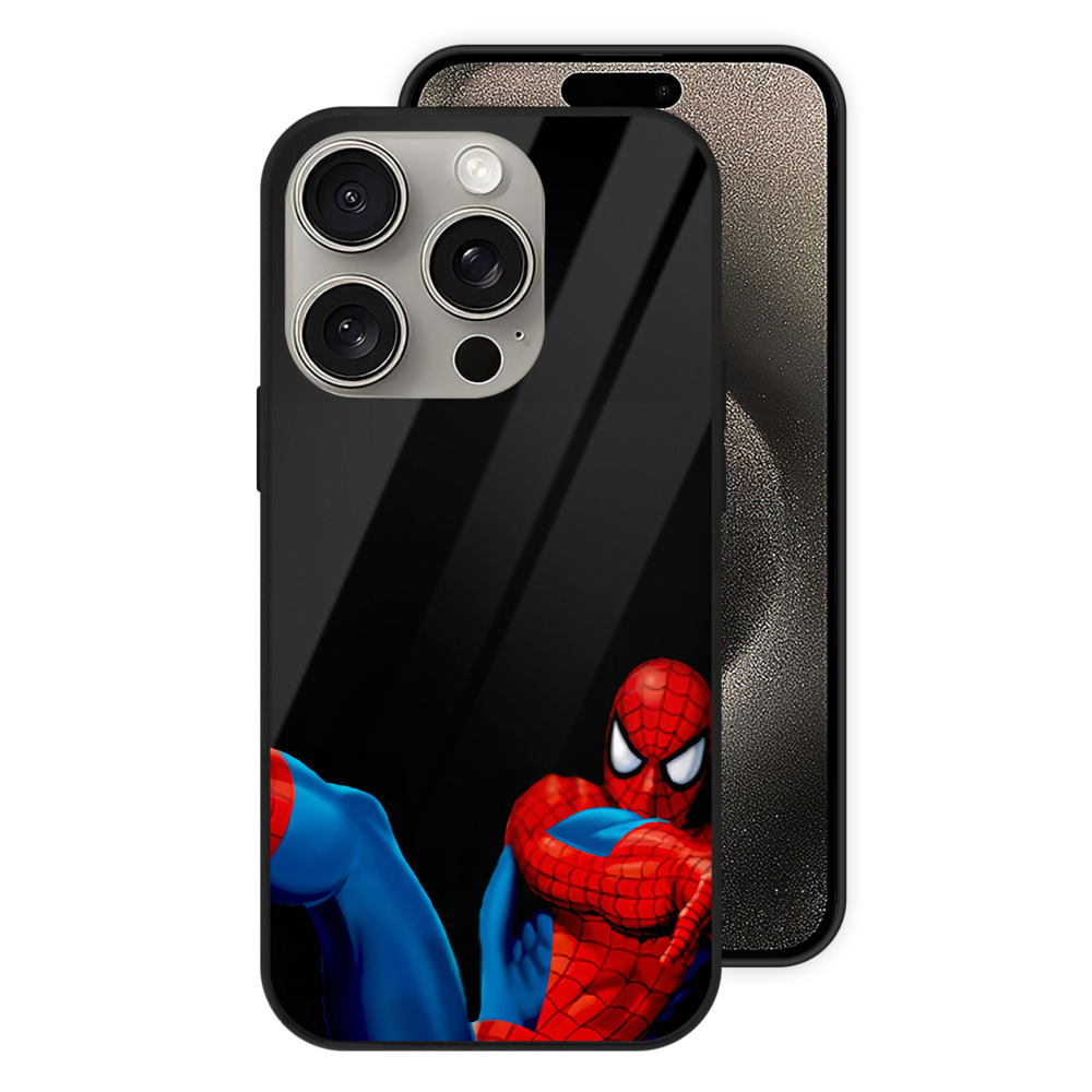 Spider Man スパイダーマン 【iPhone15Pro対応】スマホケース 耐衝撃＆黄変防止 背面ガラス