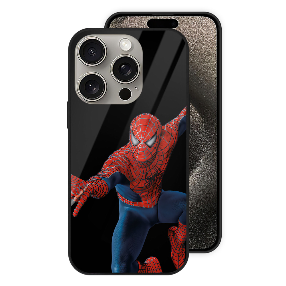 （画像用） Spider Man スパイダーマン 【iPhone15Pro対応】スマホケース 耐衝撃＆黄変防止 背面ガラス