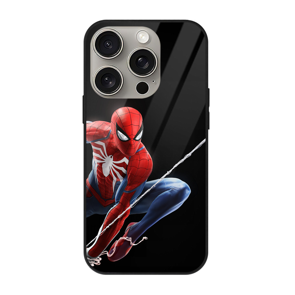（画像用） Spider Man スパイダーマン 【iPhone15Pro対応】スマホケース 耐衝撃＆黄変防止 背面ガラス