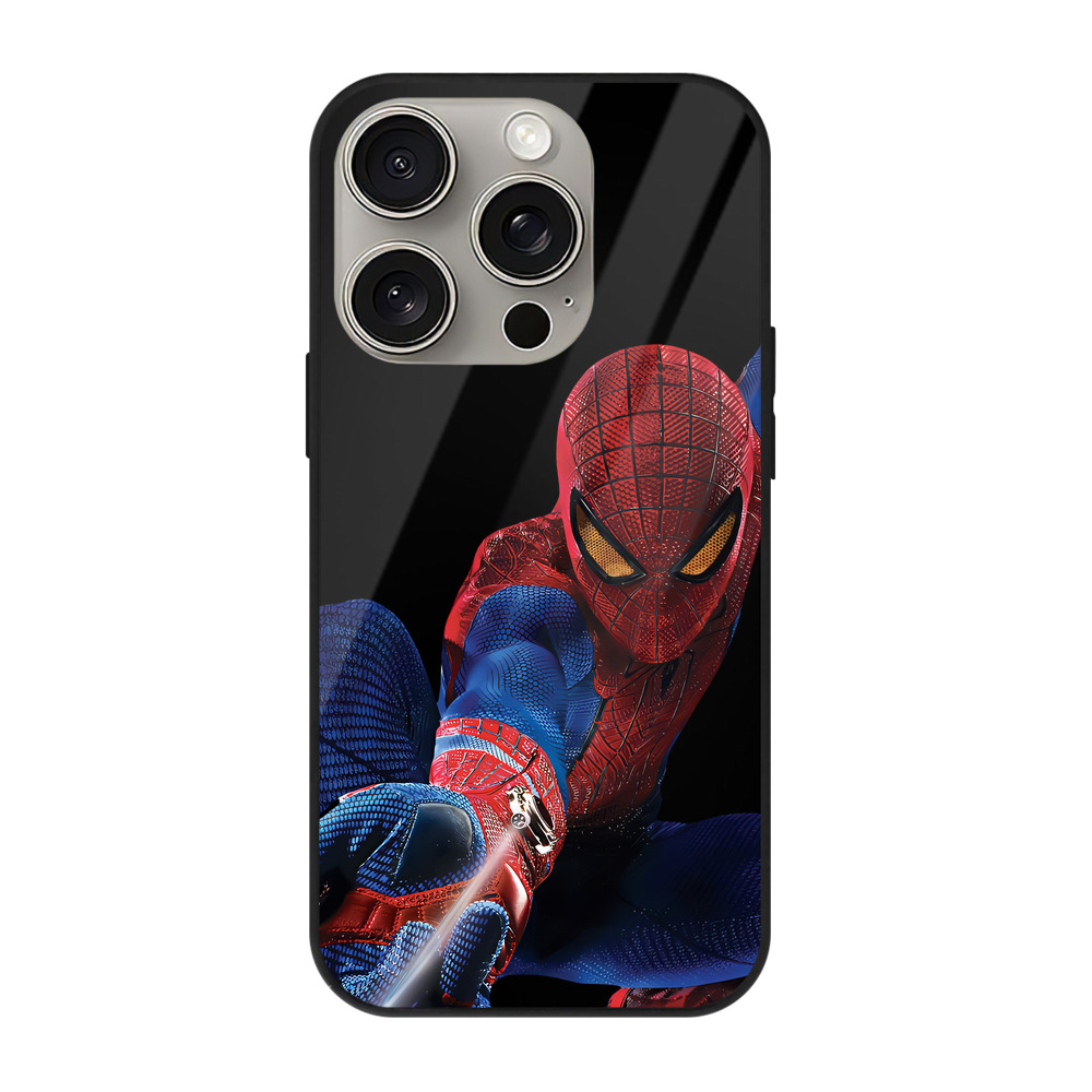 Spider Man スパイダーマン 【iPhone15Pro対応】スマホケース 耐衝撃＆黄変防止 背面ガラス
