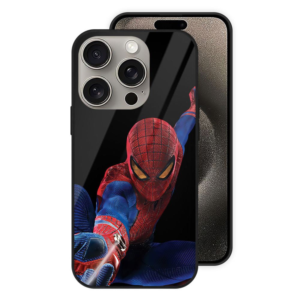 Spider Man スパイダーマン 【iPhone15Pro対応】スマホケース 耐衝撃＆黄変防止 背面ガラス