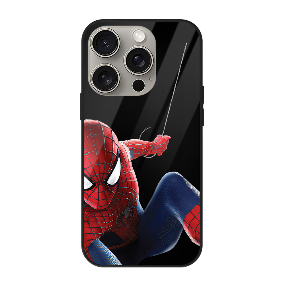 Spider Man スパイダーマン 【iPhone15Pro対応】スマホケース 耐衝撃＆黄変防止 背面ガラス
