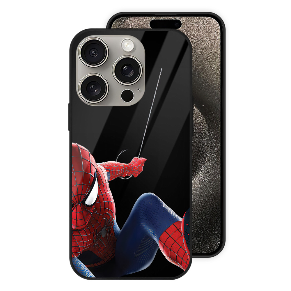 Spider Man スパイダーマン 【iPhone15Pro対応】スマホケース 耐衝撃＆黄変防止 背面ガラス