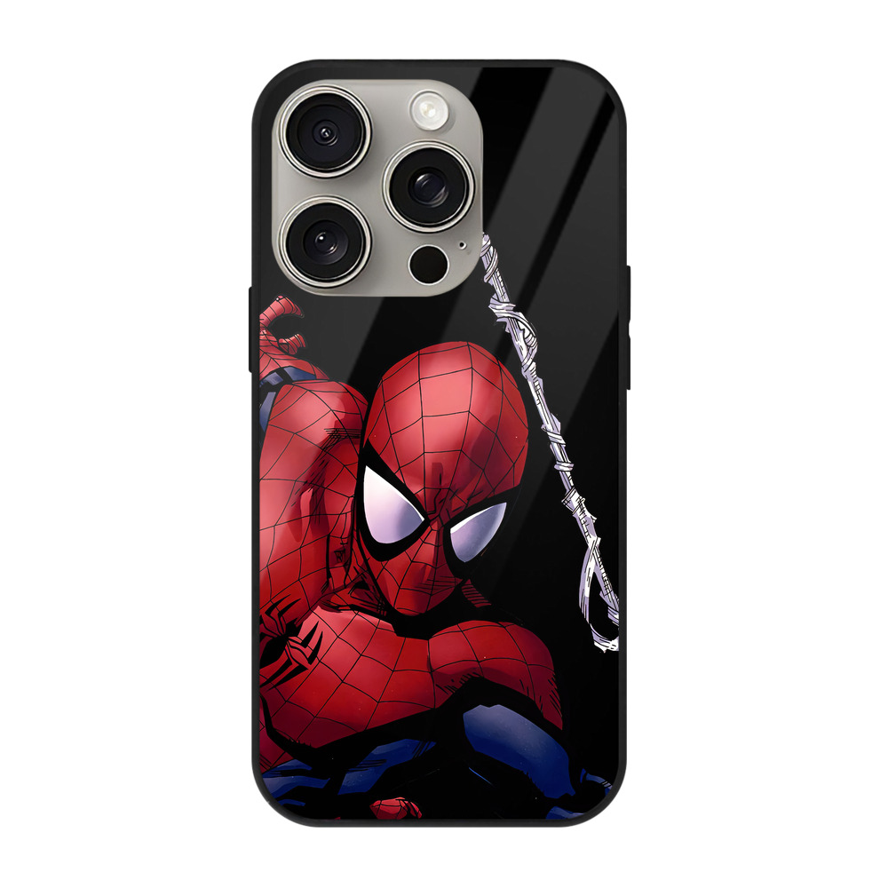Spider Man スパイダーマン 【iPhone15Pro対応】スマホケース 耐衝撃＆黄変防止 背面ガラス