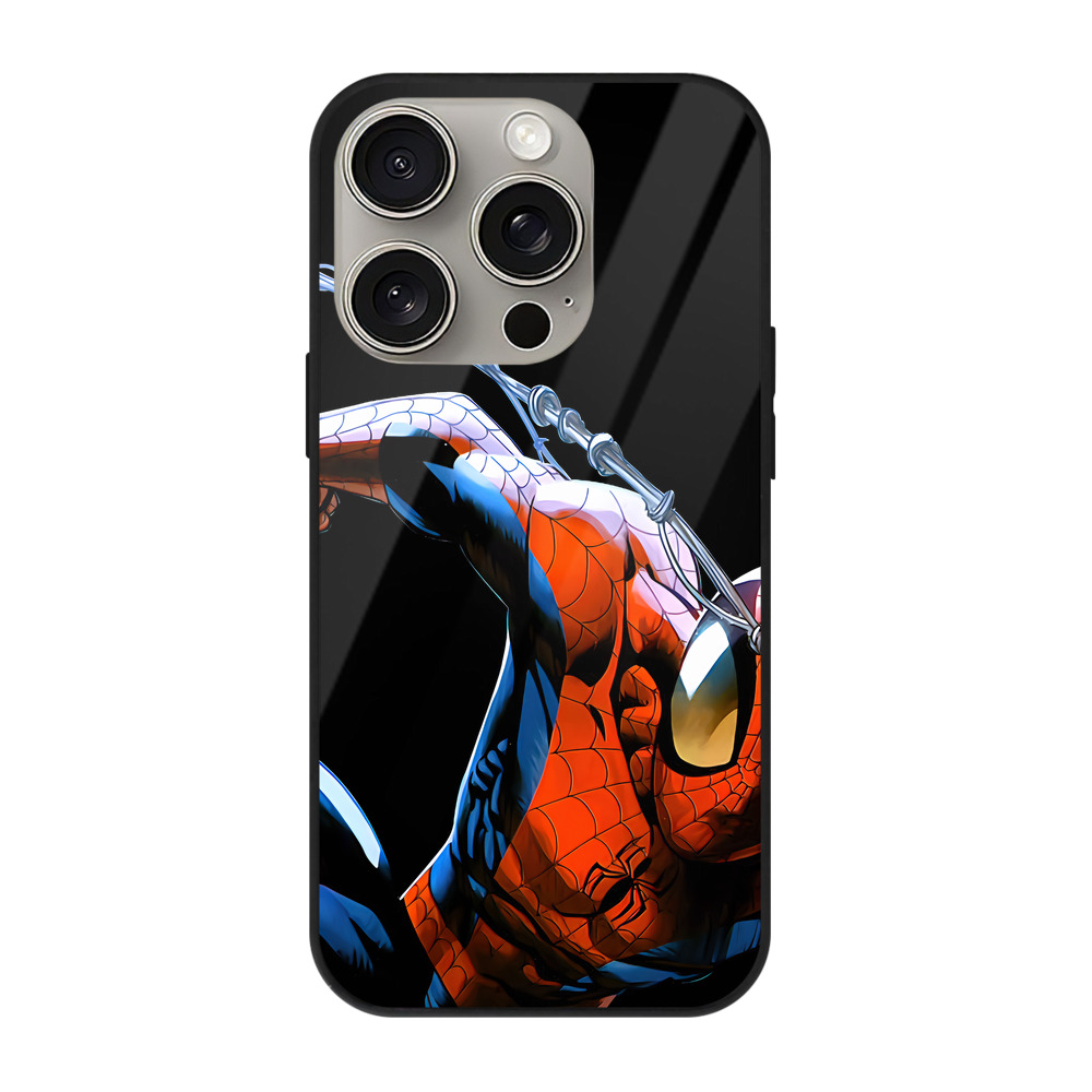 （画像用） Spider Man スパイダーマン 【iPhone15Pro対応】スマホケース 耐衝撃＆黄変防止 背面ガラス