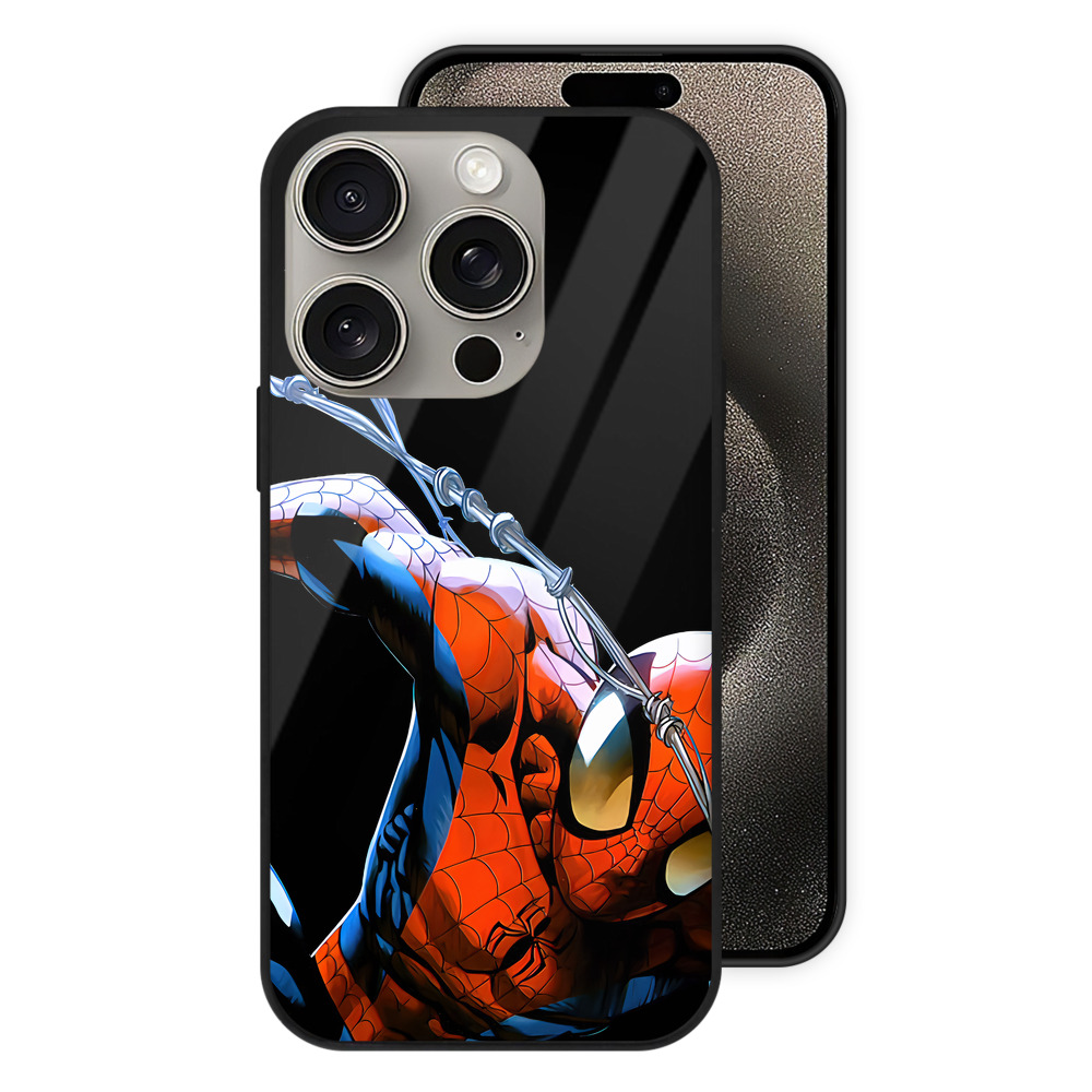 （画像用） Spider Man スパイダーマン 【iPhone15Pro対応】スマホケース 耐衝撃＆黄変防止 背面ガラス