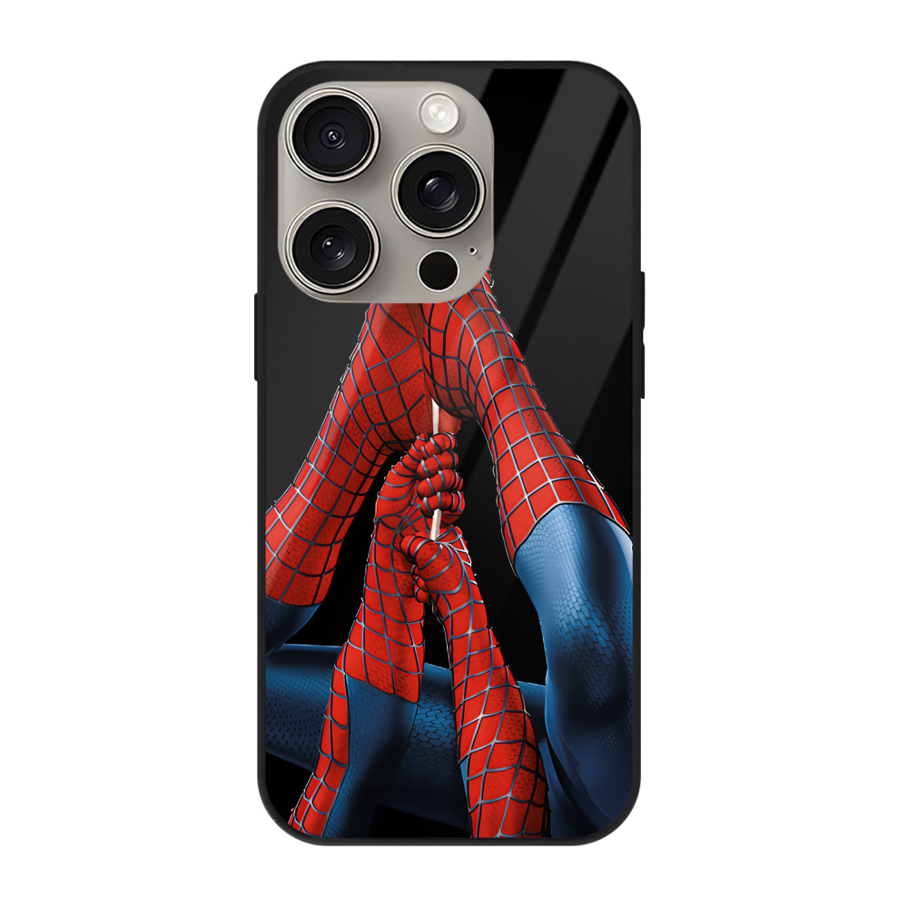 Spider Man スパイダーマン 【iPhone15Pro対応】スマホケース 耐衝撃＆黄変防止 背面ガラス