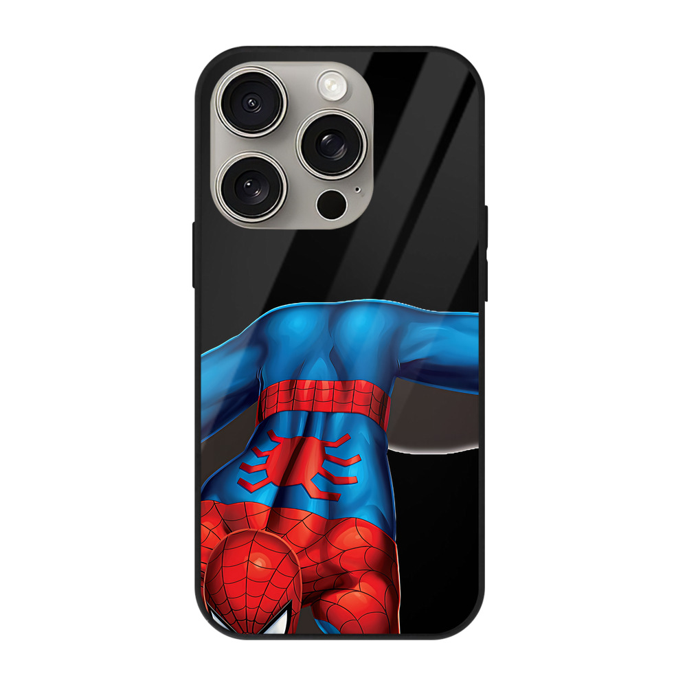 Spider Man スパイダーマン 【iPhone15Pro対応】スマホケース 耐衝撃＆黄変防止 背面ガラス