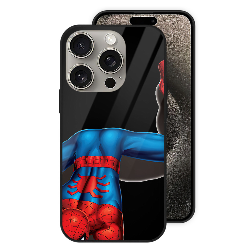 Spider Man スパイダーマン 【iPhone15Pro対応】スマホケース 耐衝撃＆黄変防止 背面ガラス