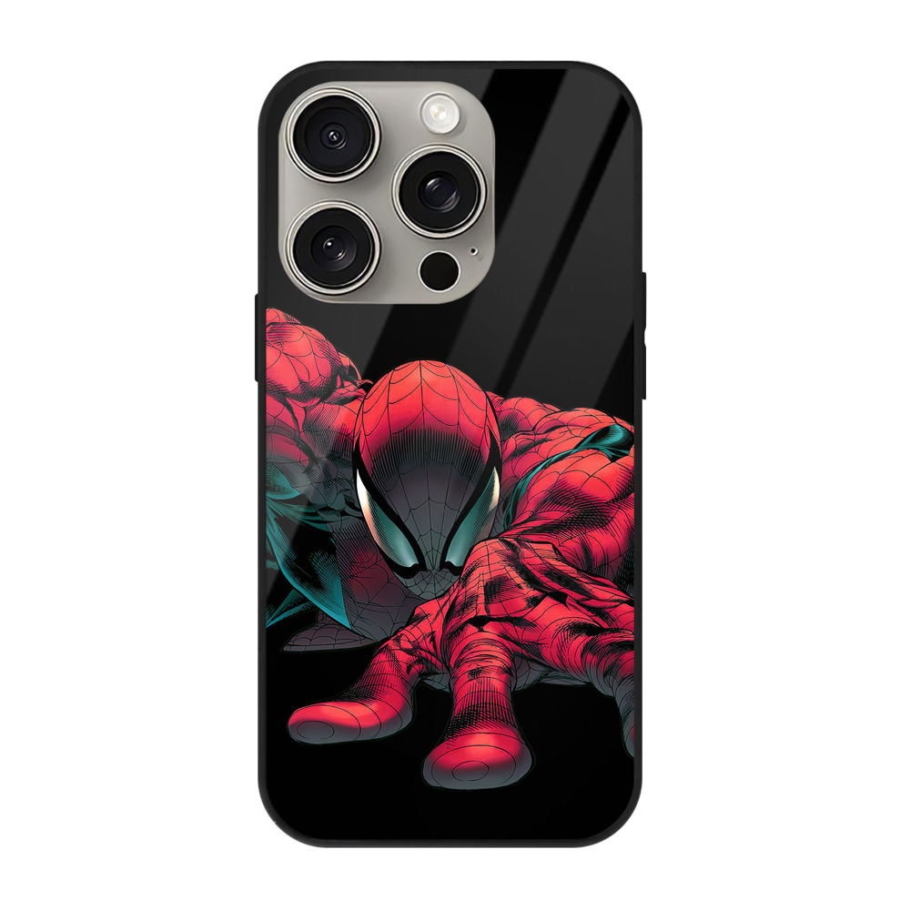Spider Man スパイダーマン 【iPhone15Pro対応】スマホケース 耐衝撃＆黄変防止 背面ガラス