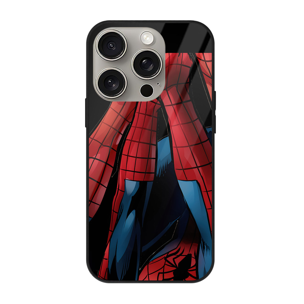 （画像用） Spider Man スパイダーマン 【iPhone15Pro対応】スマホケース 耐衝撃＆黄変防止 背面ガラス