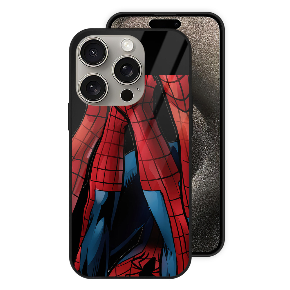 （画像用） Spider Man スパイダーマン 【iPhone15Pro対応】スマホケース 耐衝撃＆黄変防止 背面ガラス