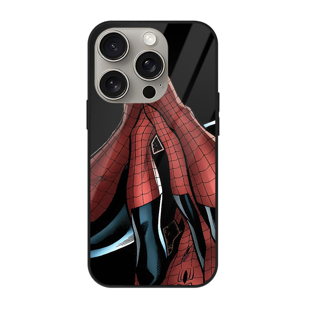 （画像用） Spider Man スパイダーマン 【iPhone15Pro対応】スマホケース 耐衝撃＆黄変防止 背面ガラス