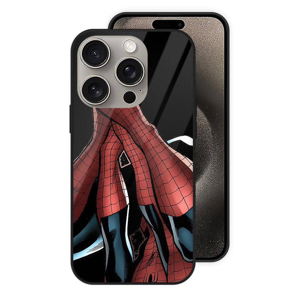 （画像用） Spider Man スパイダーマン 【iPhone15Pro対応】スマホケース 耐衝撃＆黄変防止 背面ガラス