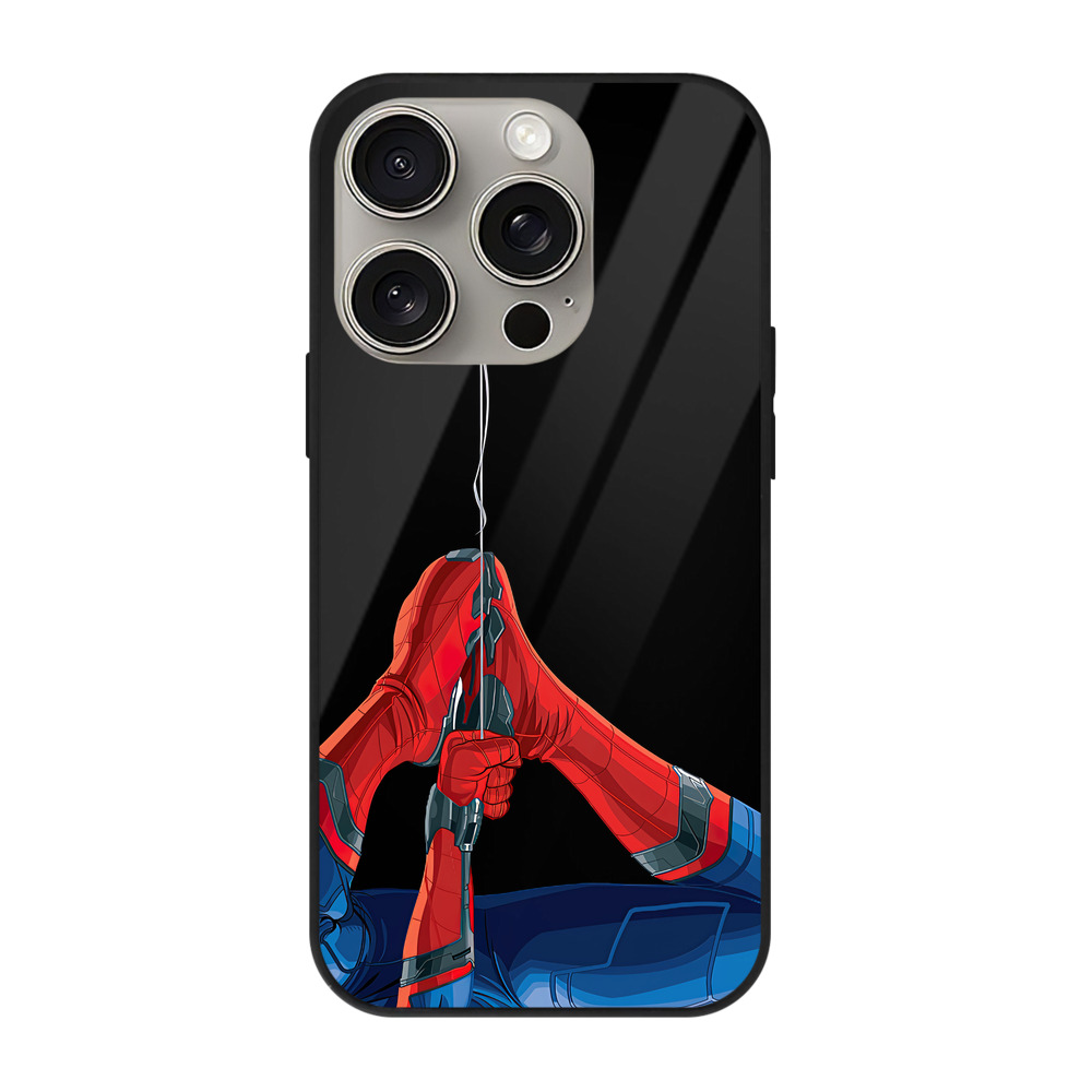 Spider Man スパイダーマン 【iPhone15Pro対応】スマホケース 耐衝撃＆黄変防止 背面ガラス