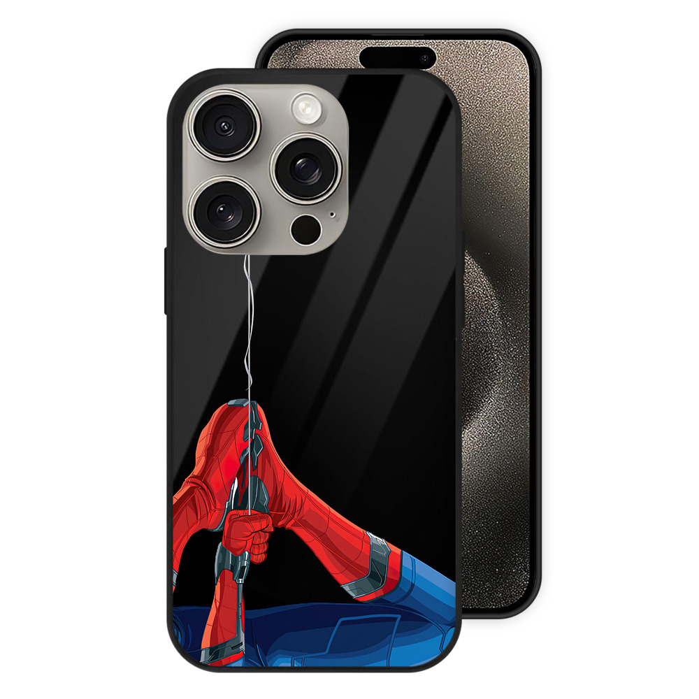 Spider Man スパイダーマン 【iPhone15Pro対応】スマホケース 耐衝撃＆黄変防止 背面ガラス