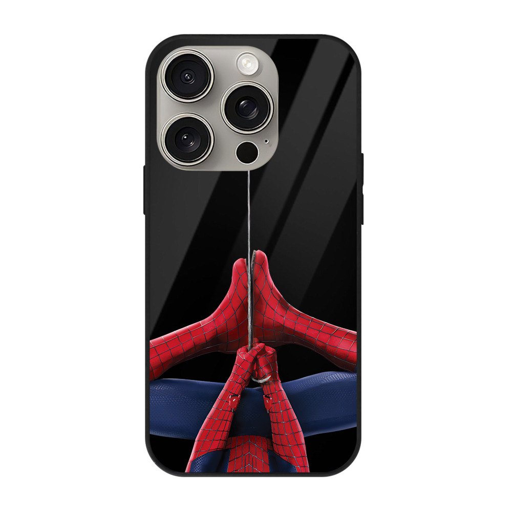 Spider Man スパイダーマン 【iPhone15Pro対応】スマホケース 耐衝撃＆黄変防止 背面ガラス