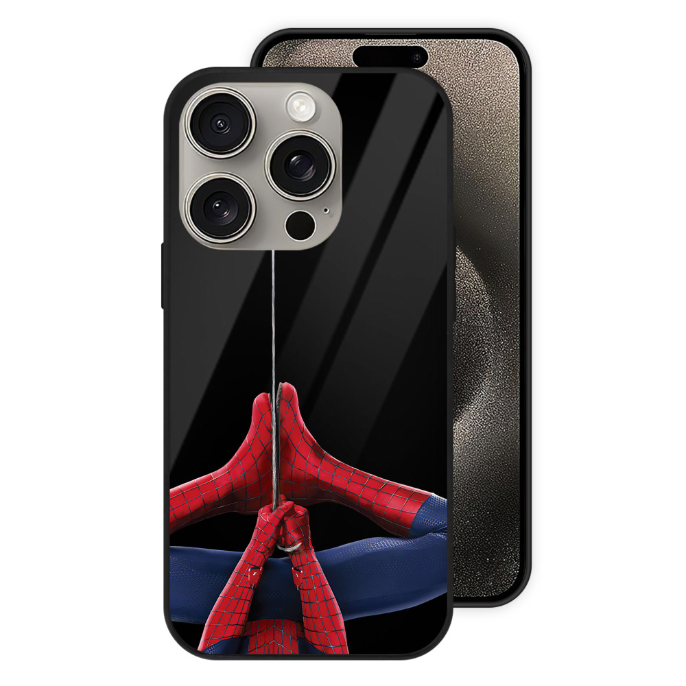 Spider Man スパイダーマン 【iPhone15Pro対応】スマホケース 耐衝撃＆黄変防止 背面ガラス