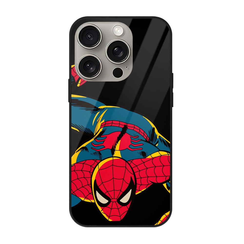 （画像用） Spider Man スパイダーマン 【iPhone15Pro対応】スマホケース 耐衝撃＆黄変防止 背面ガラス