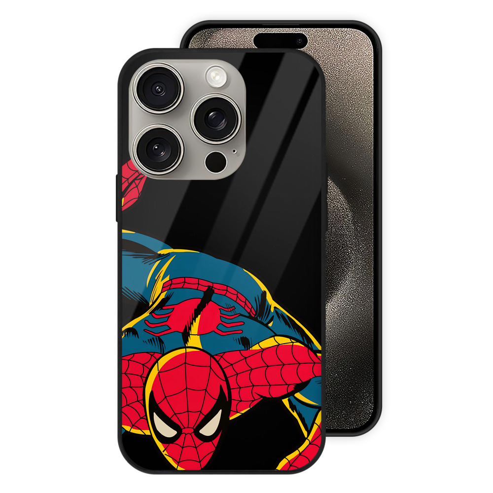 （画像用） Spider Man スパイダーマン 【iPhone15Pro対応】スマホケース 耐衝撃＆黄変防止 背面ガラス