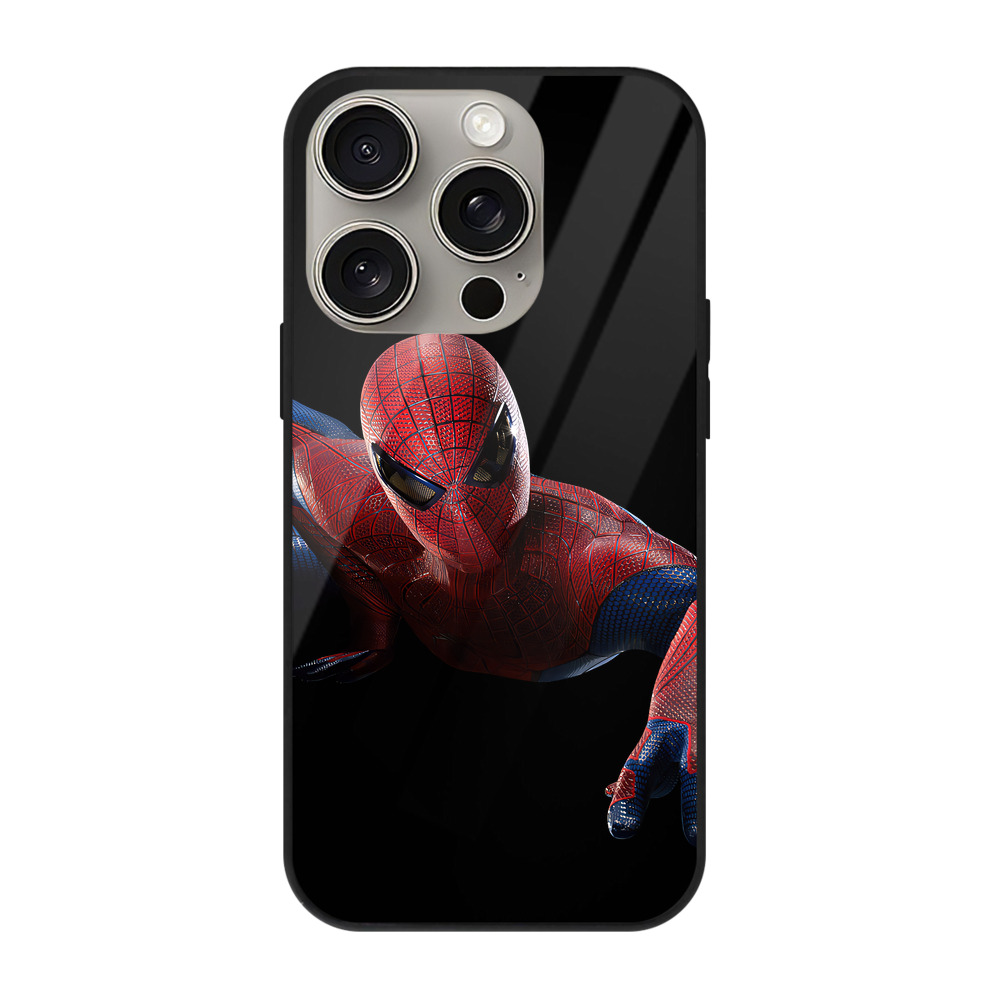 Spider Man スパイダーマン 【iPhone15Pro対応】スマホケース 耐衝撃＆黄変防止 背面ガラス