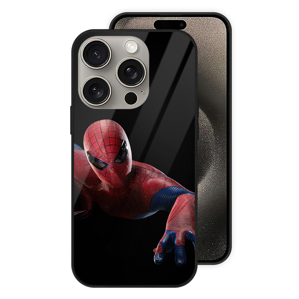 Spider Man スパイダーマン 【iPhone15Pro対応】スマホケース 耐衝撃＆黄変防止 背面ガラス