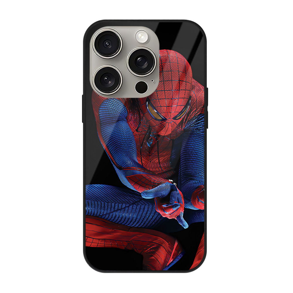 （画像用） Spider Man スパイダーマン 【iPhone15Pro対応】スマホケース 耐衝撃＆黄変防止 背面ガラス