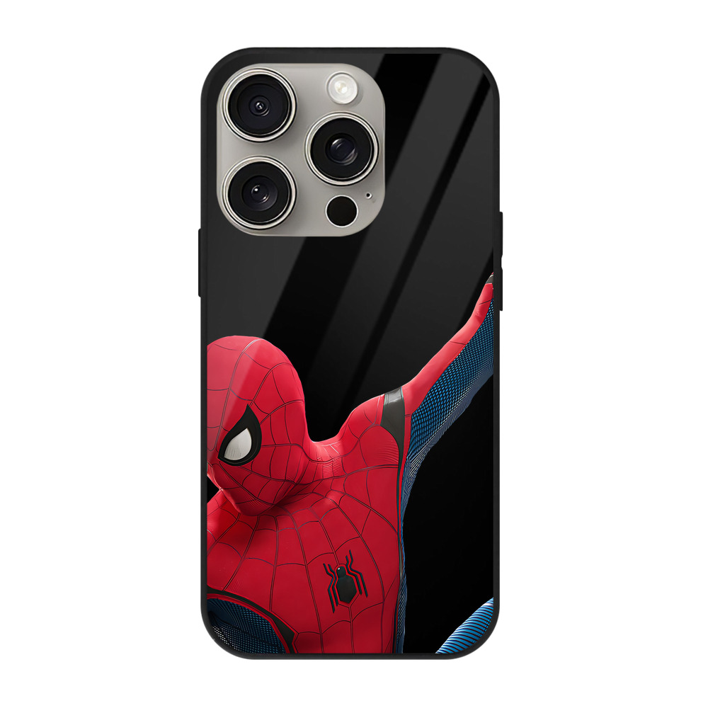 （画像用） Spider Man スパイダーマン 【iPhone15Pro対応】スマホケース 耐衝撃＆黄変防止 背面ガラス