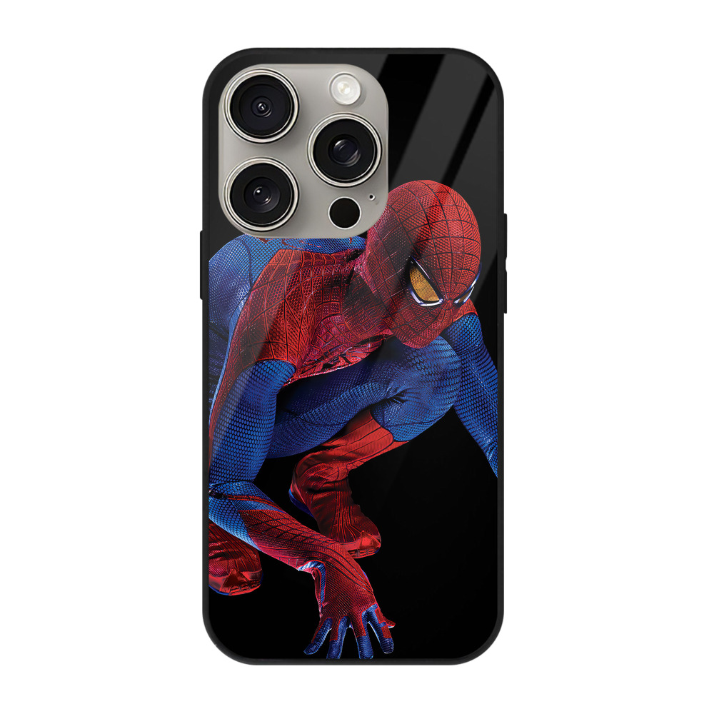 （画像用） Spider Man スパイダーマン 【iPhone15Pro対応】スマホケース 耐衝撃＆黄変防止 背面ガラス