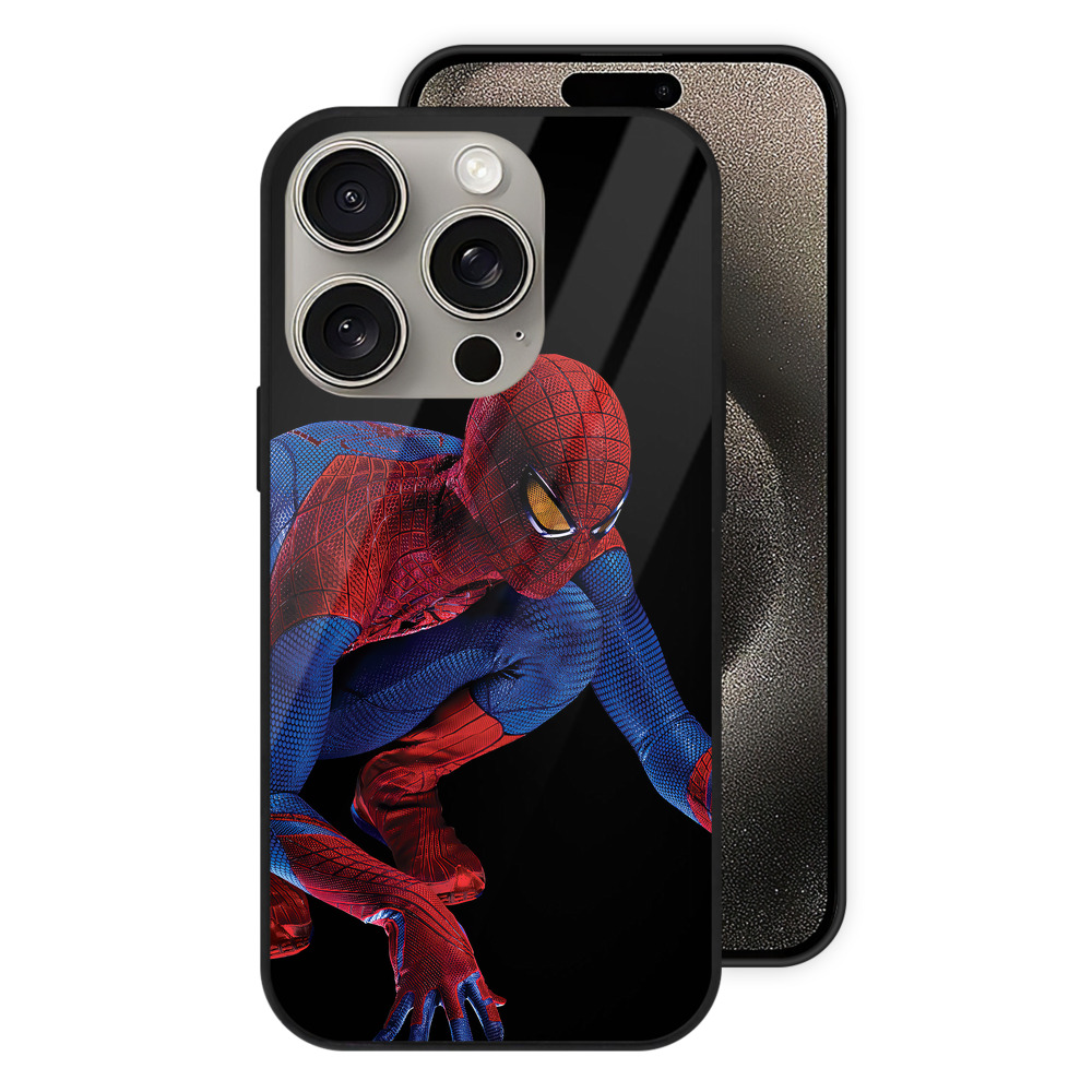 （画像用） Spider Man スパイダーマン 【iPhone15Pro対応】スマホケース 耐衝撃＆黄変防止 背面ガラス