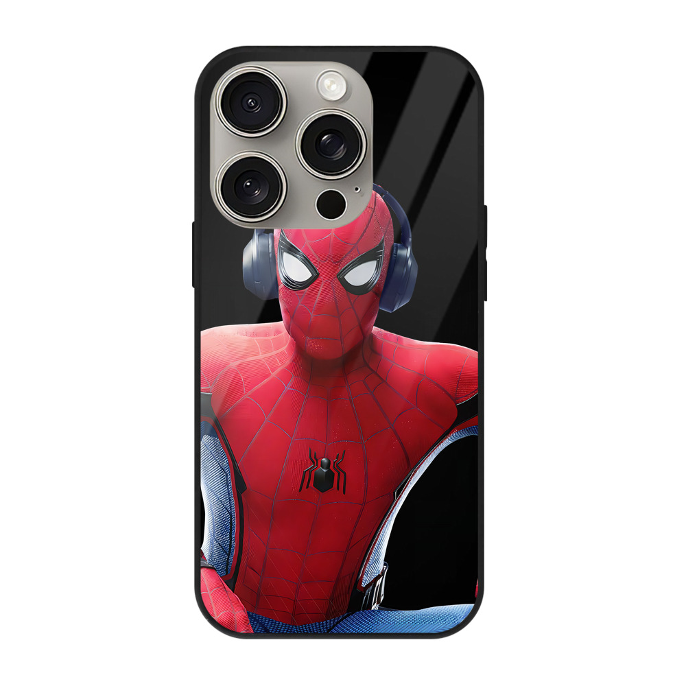 Spider Man スパイダーマン 【iPhone15Pro対応】スマホケース 耐衝撃＆黄変防止 背面ガラス