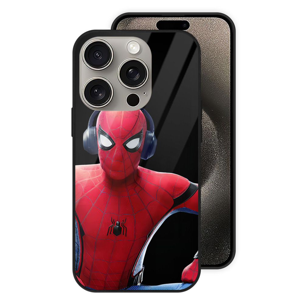 Spider Man スパイダーマン 【iPhone15Pro対応】スマホケース 耐衝撃＆黄変防止 背面ガラス
